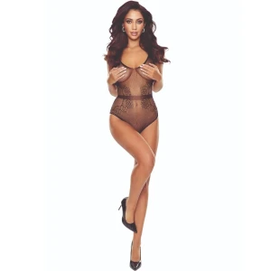 PASSION - BS115 CZARNA KRATKA BODYSTOCKING